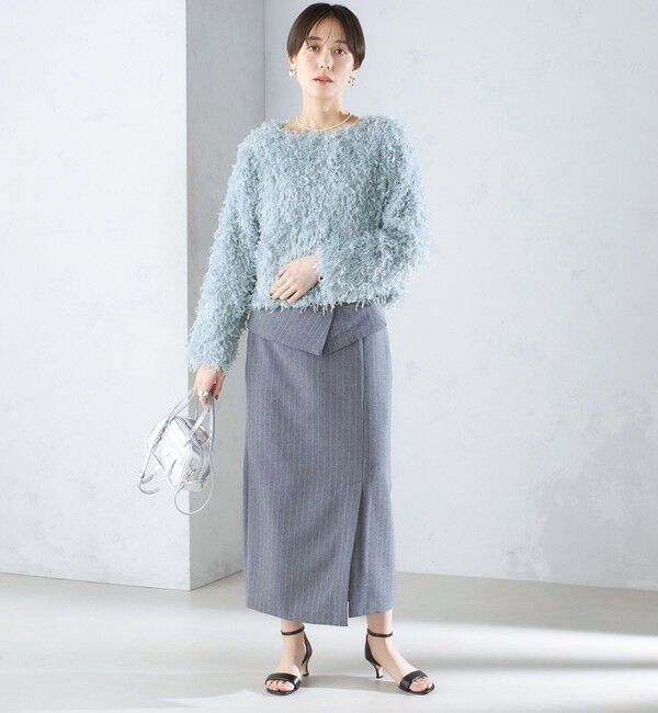 SHIPS for women「〈手洗い可能〉ベルト付 ストライプ タイト スカート 24SS ◇」|タイト|