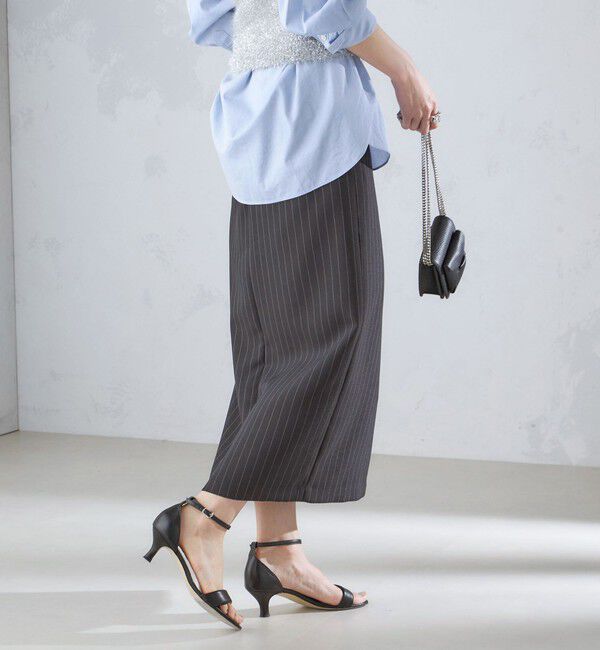 SHIPS for women「〈手洗い可能〉ベルト付 ストライプ タイト スカート 24SS ◇」|タイト|