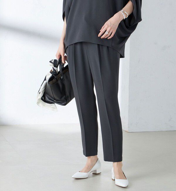 SHIPS for women「〈接触冷感 / 手洗い可能〉アセテート混 バックサテン テーパード パンツ」|その他|ダークグレー