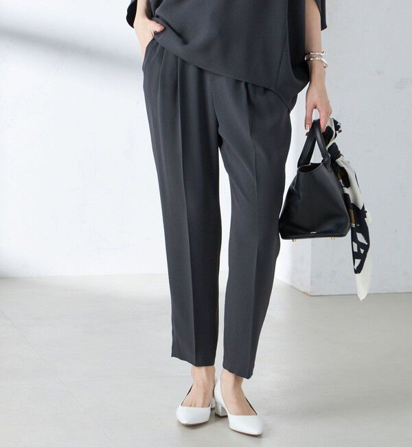 SHIPS for women「〈接触冷感 / 手洗い可能〉アセテート混 バックサテン テーパード パンツ」|その他|