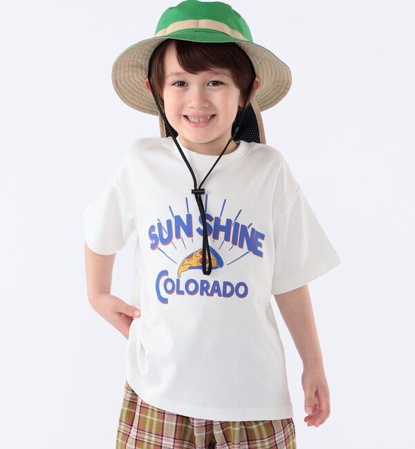SHIPS KIDS「SHIPS KIDS:100～130cm /〈接触冷感/吸水速乾〉ピザ モチーフ 半袖 TEE」|Tシャツ・カットソー|ホワイト系