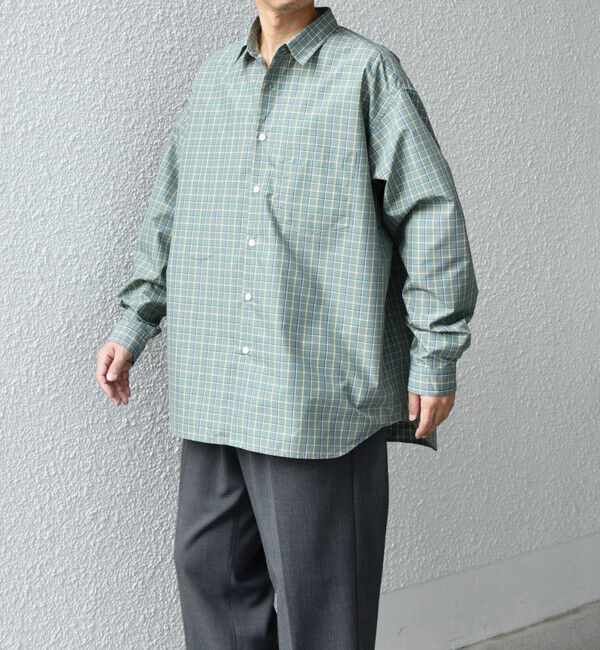 SHIPS any「SHIPS any: オーバーサイズ レギュラー チェック シャツ◇」|シャツ・ブラウス|グリーン