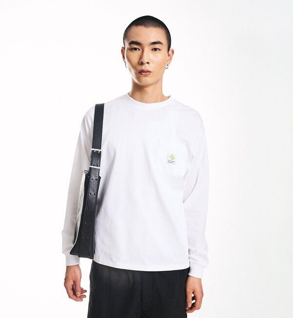 SHIPS「City Ambient Products: スクエアロゴ ポケット ロングスリーブ Tシャツ」|Tシャツ・カットソー|