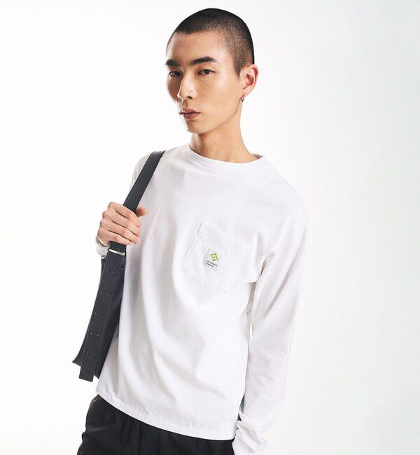 SHIPS「City Ambient Products: スクエアロゴ ポケット ロングスリーブ Tシャツ」|Tシャツ・カットソー|