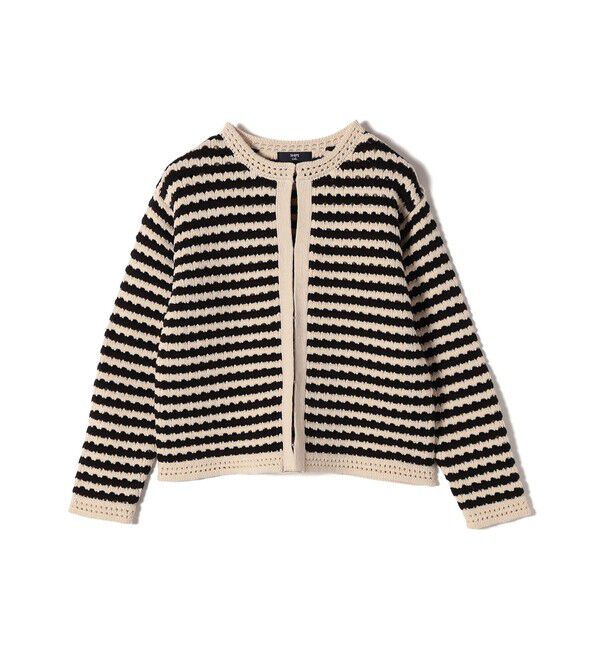 SHIPS Colors 「SHIPS Colors:〈手洗い可能〉柄編み ノーカラー ニット ジャケット」|カーディガン|