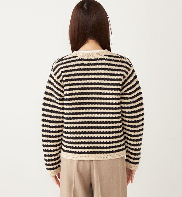 SHIPS Colors 「SHIPS Colors:〈手洗い可能〉柄編み ノーカラー ニット ジャケット」|カーディガン|