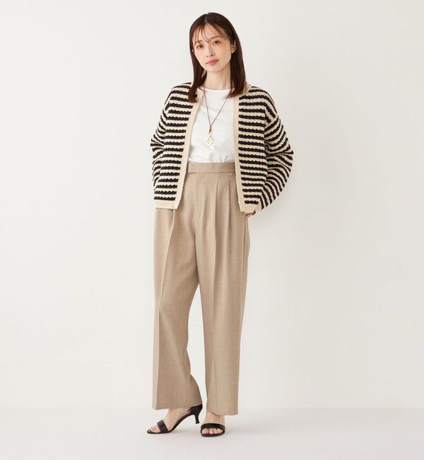 SHIPS Colors 「SHIPS Colors:〈手洗い可能〉柄編み ノーカラー ニット ジャケット」|カーディガン|