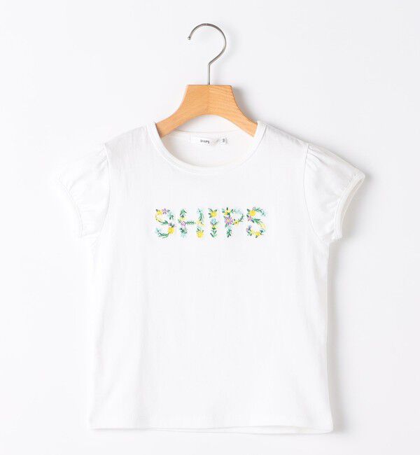 SHIPS KIDS「SHIPS KIDS:100～130cm / ガーリー 刺繍 ロゴ Tシャツ」|Tシャツ・カットソー|