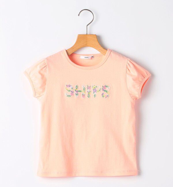 SHIPS KIDS「SHIPS KIDS:100～130cm / ガーリー 刺繍 ロゴ Tシャツ」|Tシャツ・カットソー|