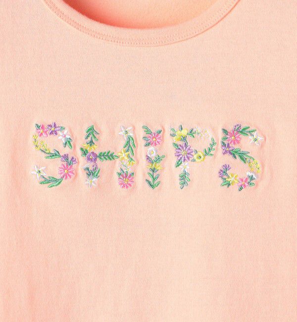 SHIPS KIDS「SHIPS KIDS:100～130cm / ガーリー 刺繍 ロゴ Tシャツ」|Tシャツ・カットソー|