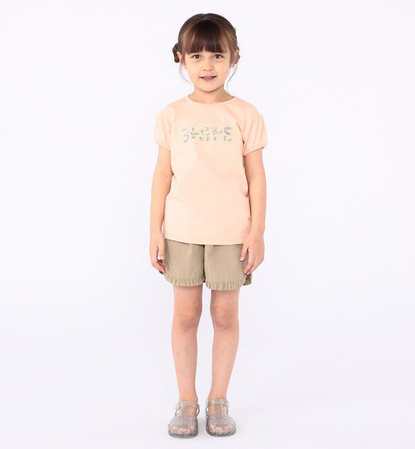 SHIPS KIDS「SHIPS KIDS:100～130cm / ガーリー 刺繍 ロゴ Tシャツ」|Tシャツ・カットソー|