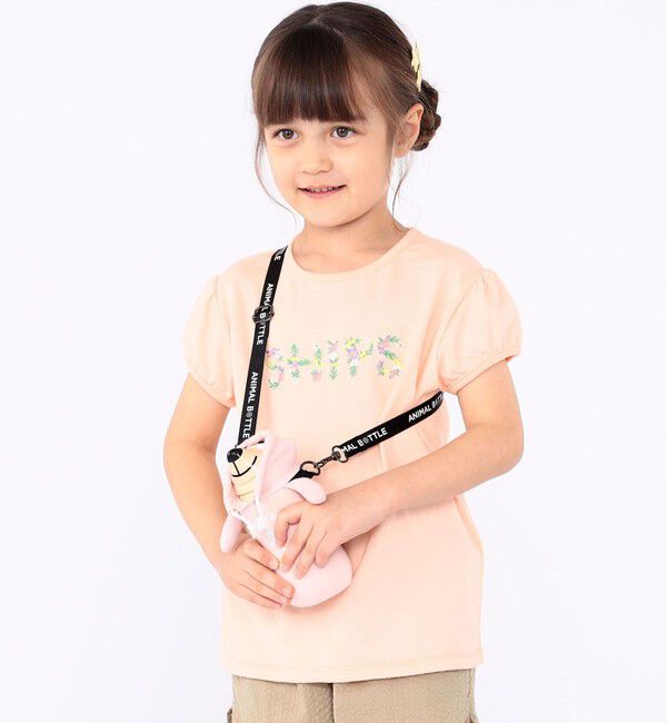 SHIPS KIDS「SHIPS KIDS:100～130cm / ガーリー 刺繍 ロゴ Tシャツ」|Tシャツ・カットソー|