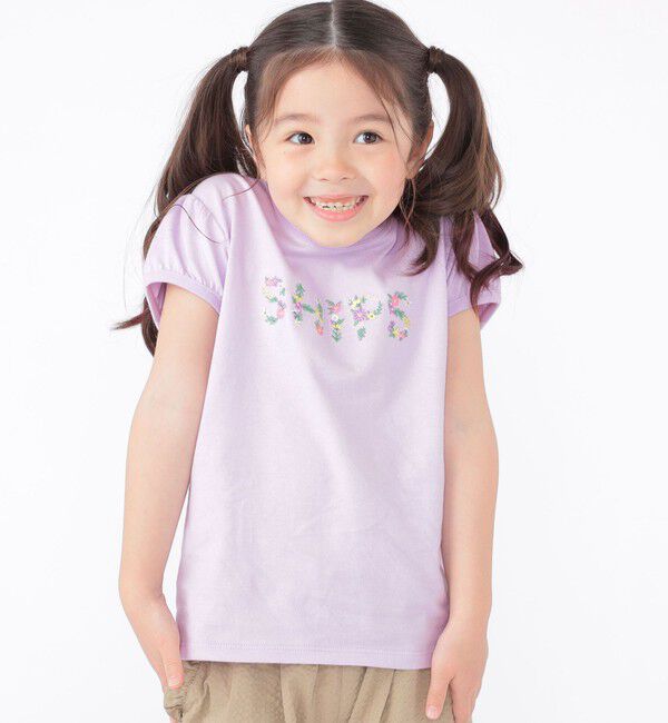 SHIPS KIDS「SHIPS KIDS:100～130cm / ガーリー 刺繍 ロゴ Tシャツ」|Tシャツ・カットソー|ラベンダー