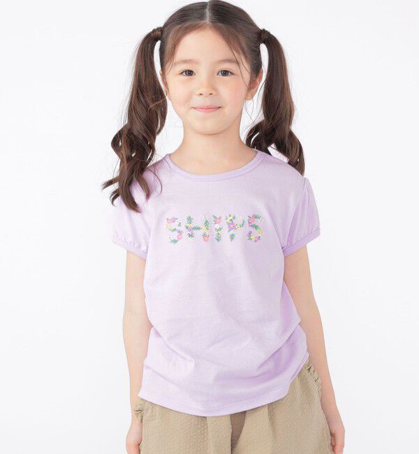 SHIPS KIDS「SHIPS KIDS:100～130cm / ガーリー 刺繍 ロゴ Tシャツ」|Tシャツ・カットソー|