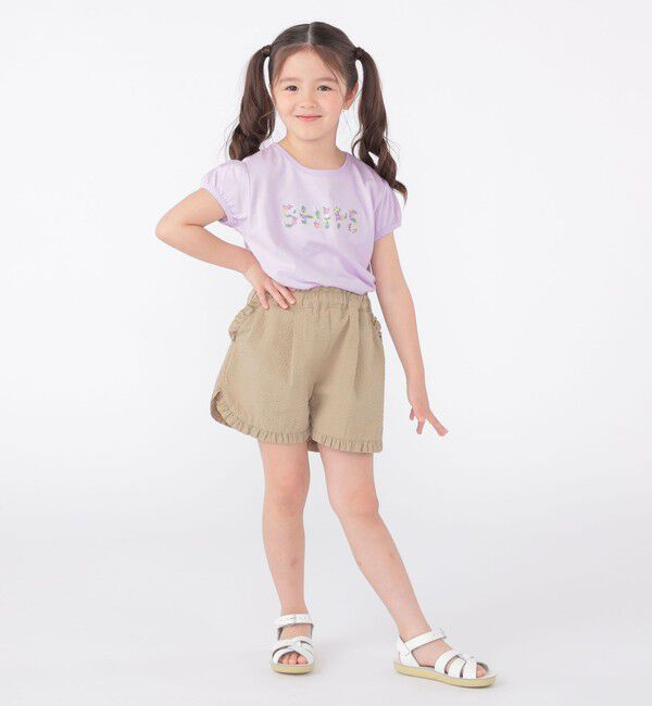 SHIPS KIDS「SHIPS KIDS:100～130cm / ガーリー 刺繍 ロゴ Tシャツ」|Tシャツ・カットソー|
