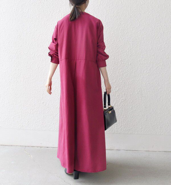 SHIPS any「SHIPS any:〈洗濯機可能〉ピーチスキン クルーネック ポケット フレア ワンピース」|ワンピース|