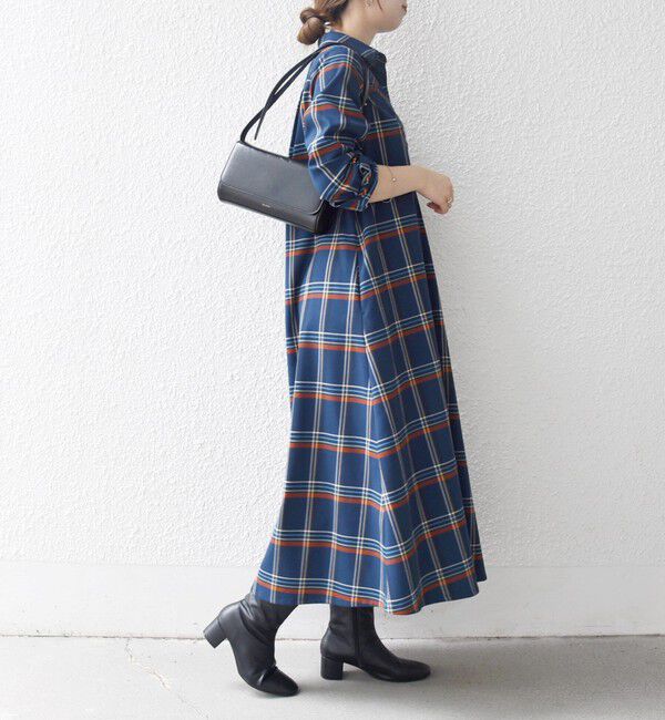 SHIPS any「SHIPS any:〈洗濯機可能〉チェック Aライン フレア シャツ ワンピース」|ワンピース|