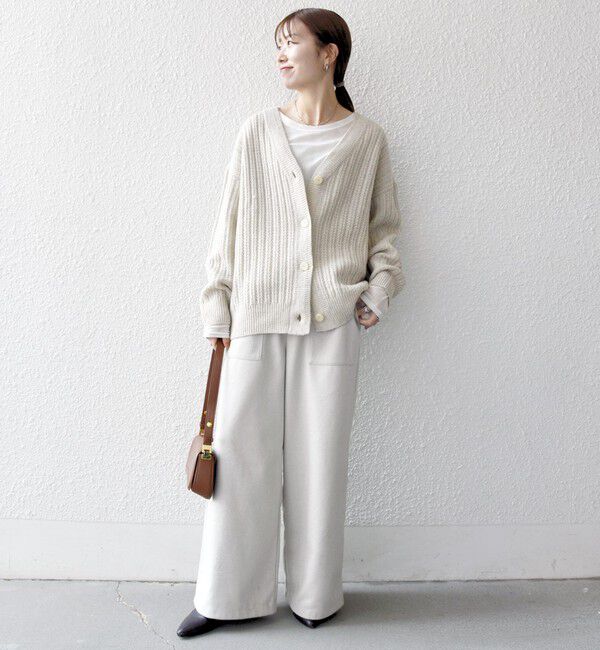 SHIPS any「SHIPS any: リブ タック編み Vネック ルーズ ニット カーディガン」|カーディガン|