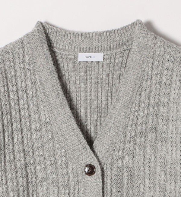 SHIPS any「SHIPS any: リブ タック編み Vネック ルーズ ニット カーディガン」|カーディガン|