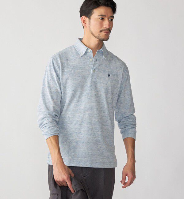 SHIPS「【WEB限定】SHIPS: リネンミックス カラーネップ ボタンダウン ロングスリーブ ポロシャツ」|ポロシャツ|