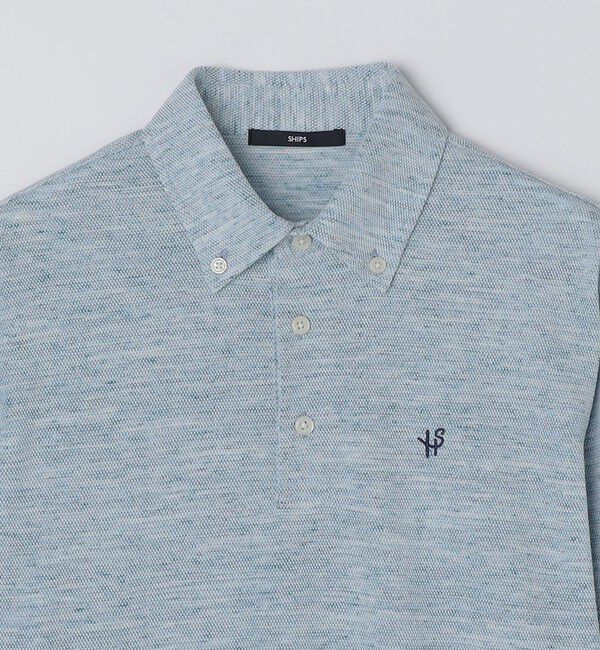 SHIPS「【WEB限定】SHIPS: リネンミックス カラーネップ ボタンダウン ロングスリーブ ポロシャツ」|ポロシャツ|