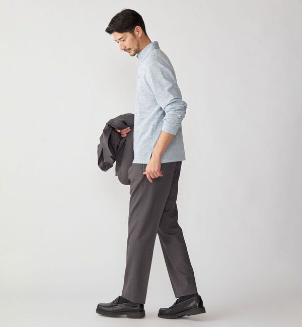 SHIPS「【WEB限定】SHIPS: リネンミックス カラーネップ ボタンダウン ロングスリーブ ポロシャツ」|ポロシャツ|