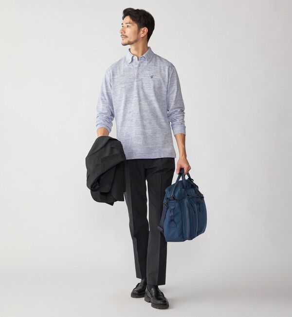 SHIPS「【WEB限定】SHIPS: リネンミックス カラーネップ ボタンダウン ロングスリーブ ポロシャツ」|ポロシャツ|