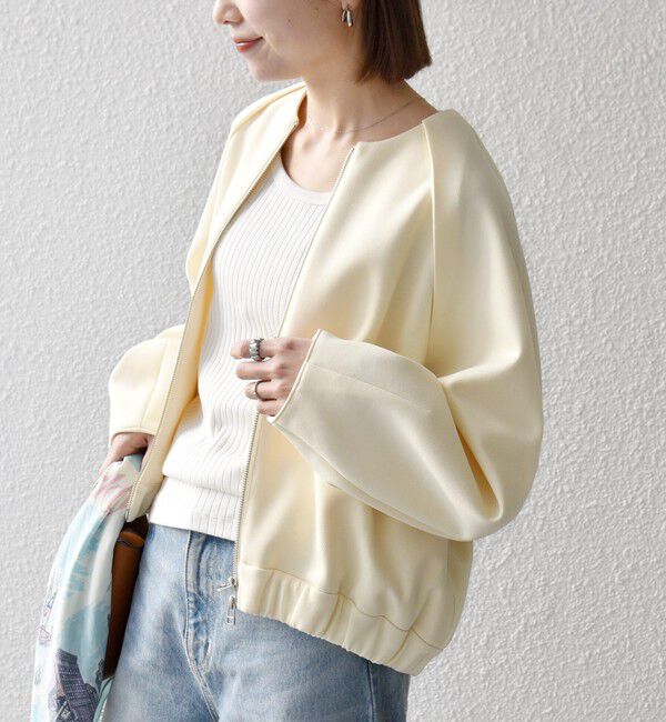 SHIPS any「SHIPS any:〈洗濯機可能〉ジャージー ギャザー コンパクト ブルゾン」|ブルゾン・スタジャン|