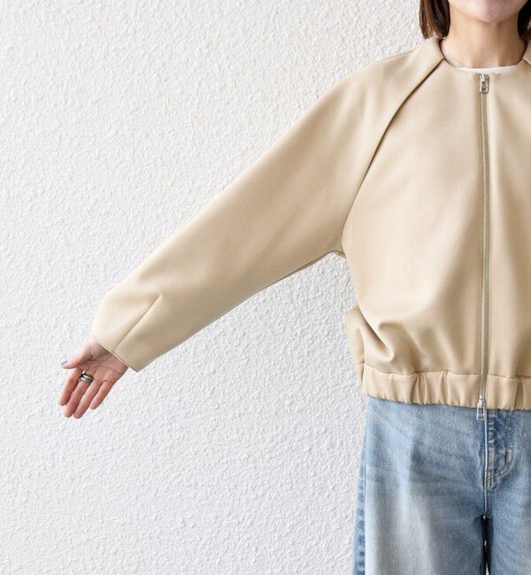 SHIPS any「SHIPS any:〈洗濯機可能〉ジャージー ギャザー コンパクト ブルゾン」|ブルゾン・スタジャン|