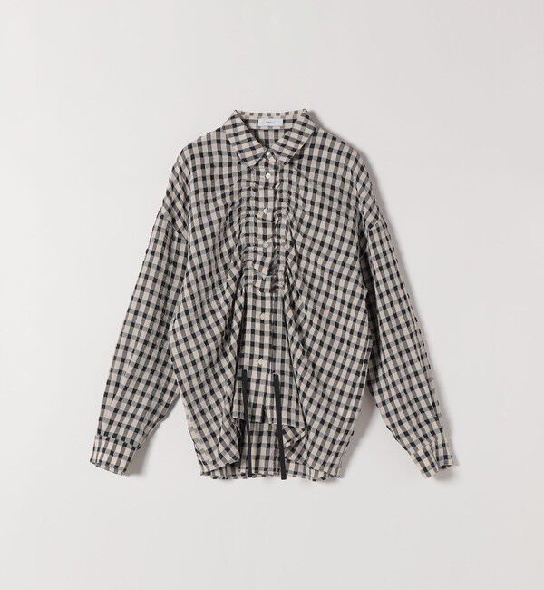 SHIPS any「SHIPS any:〈洗濯機可能〉ギンガムチェック サッカー ドロスト シャツ ブラウス」|シャツ・ブラウス|