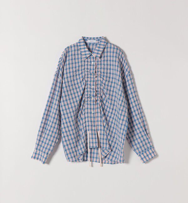 SHIPS any「SHIPS any:〈洗濯機可能〉ギンガムチェック サッカー ドロスト シャツ ブラウス」|シャツ・ブラウス|