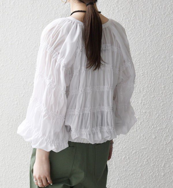 SHIPS any「《予約》SHIPS any:〈洗濯機可能〉シアー ギャザー フリル ブルゾン」|ブルゾン・スタジャン|