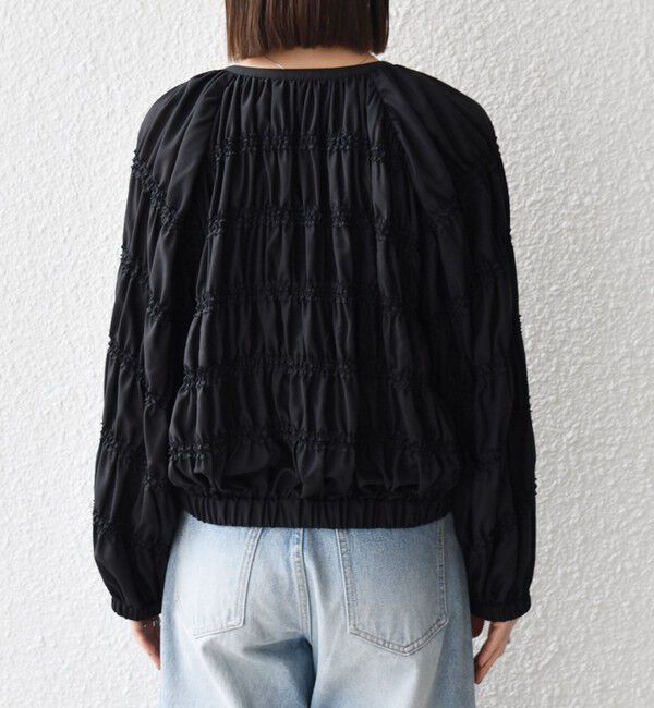 SHIPS any「《予約》SHIPS any:〈洗濯機可能〉シアー ギャザー フリル ブルゾン」|ブルゾン・スタジャン|