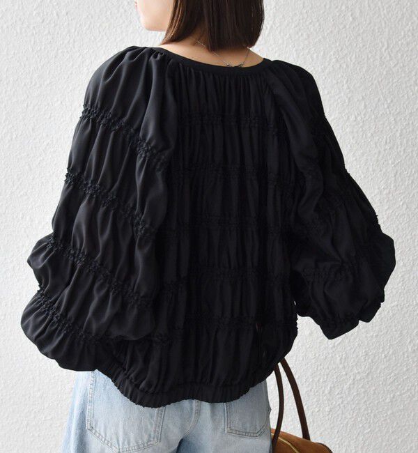 SHIPS any「《予約》SHIPS any:〈洗濯機可能〉シアー ギャザー フリル ブルゾン」|ブルゾン・スタジャン|