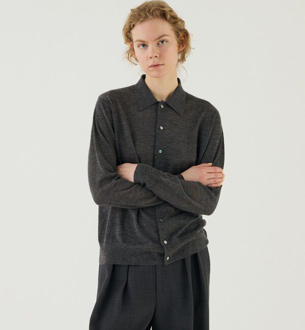 GALERIE VIE「ウーステッドカシミヤ ポロカラーカーディガン」|カーディガン|