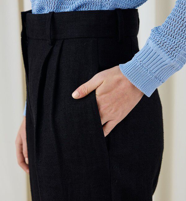 DES PRES「ウェットリネン タックワイドパンツ」|スラックス|