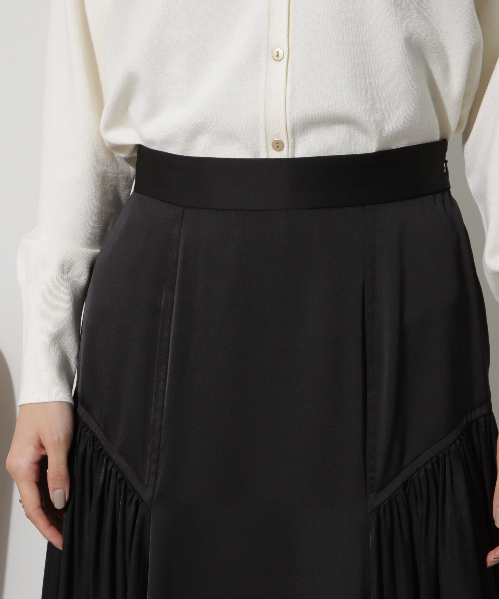 nano･universe「サイド切り替えサテンスカート」|スカート|