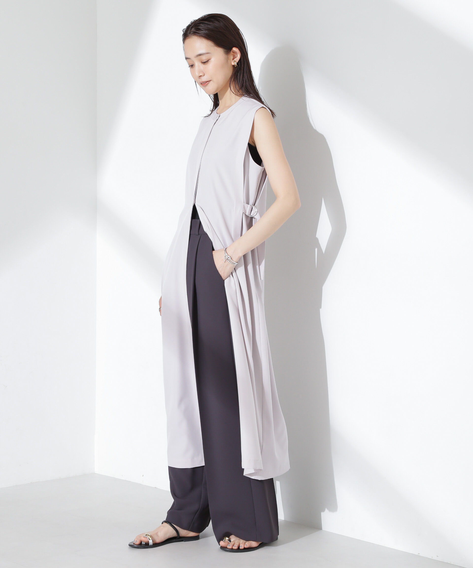 nano･universe「オープンフロントノースリーブワンピース」|ワンピース|