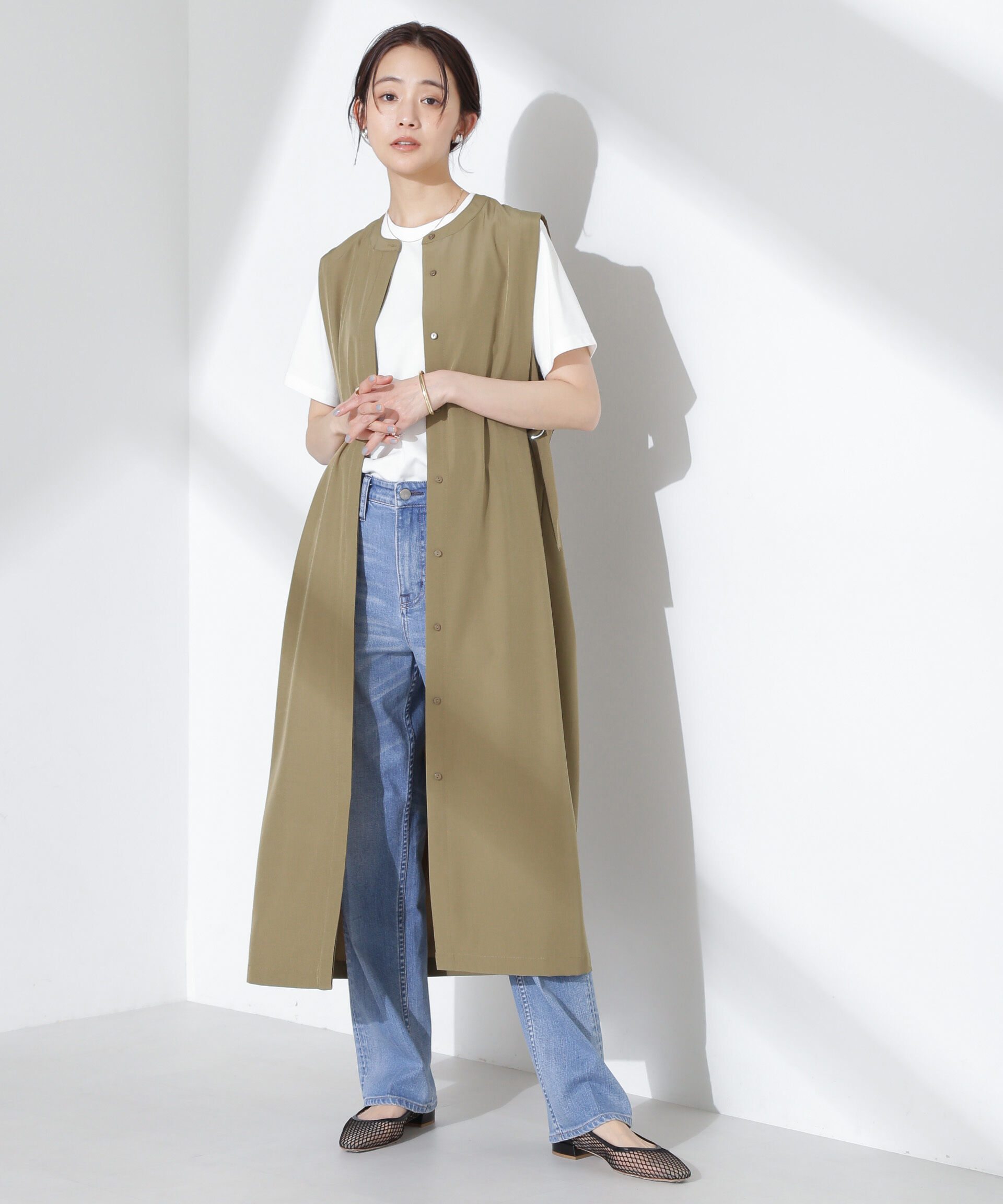 nano･universe「オープンフロントノースリーブワンピース」|ワンピース|カーキブラウ 4