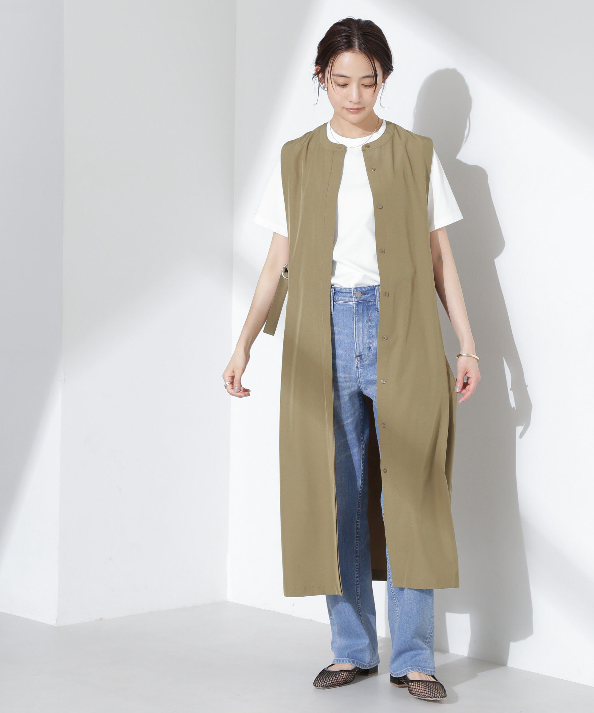 nano･universe「オープンフロントノースリーブワンピース」|ワンピース|