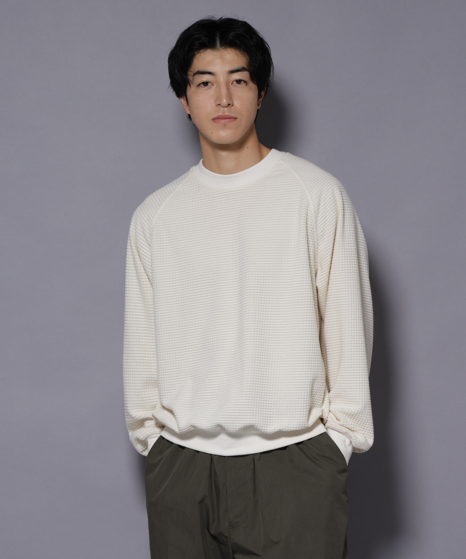 nano･universe「NORMANBROS別注 ワッフルフリース 長袖」|Tシャツ・カットソー|ホワイト