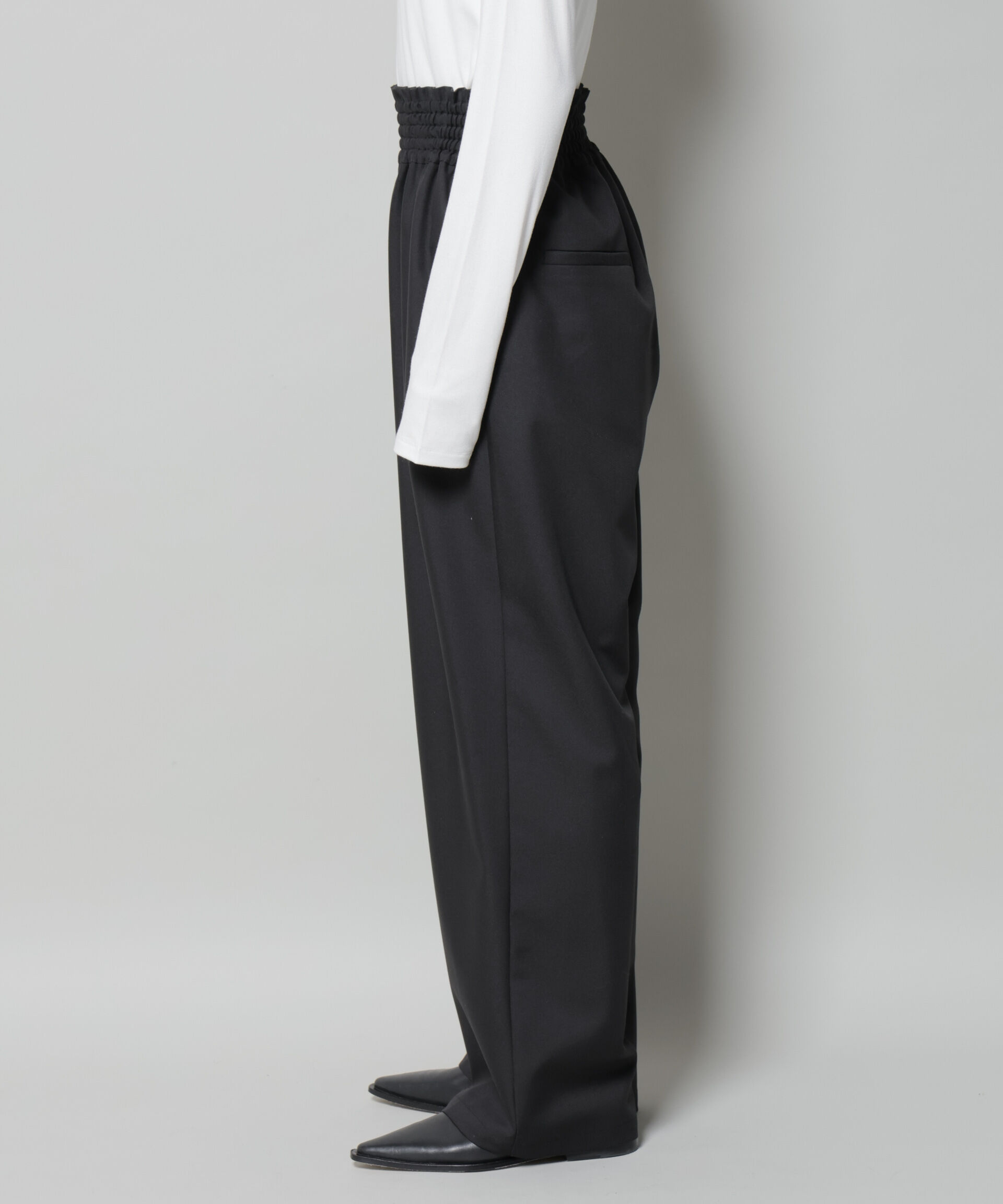 nano･universe「ウエストシャーリングゴムTRワイドパンツ」|チノ|