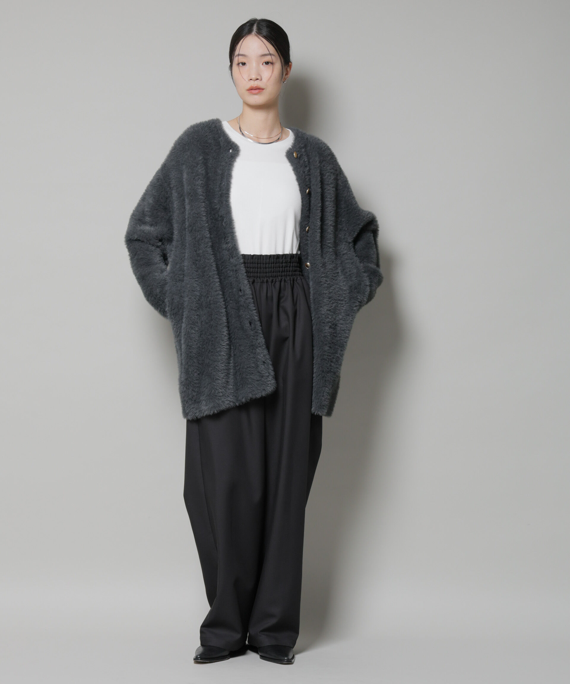 nano･universe「ウエストシャーリングゴムTRワイドパンツ」|チノ|