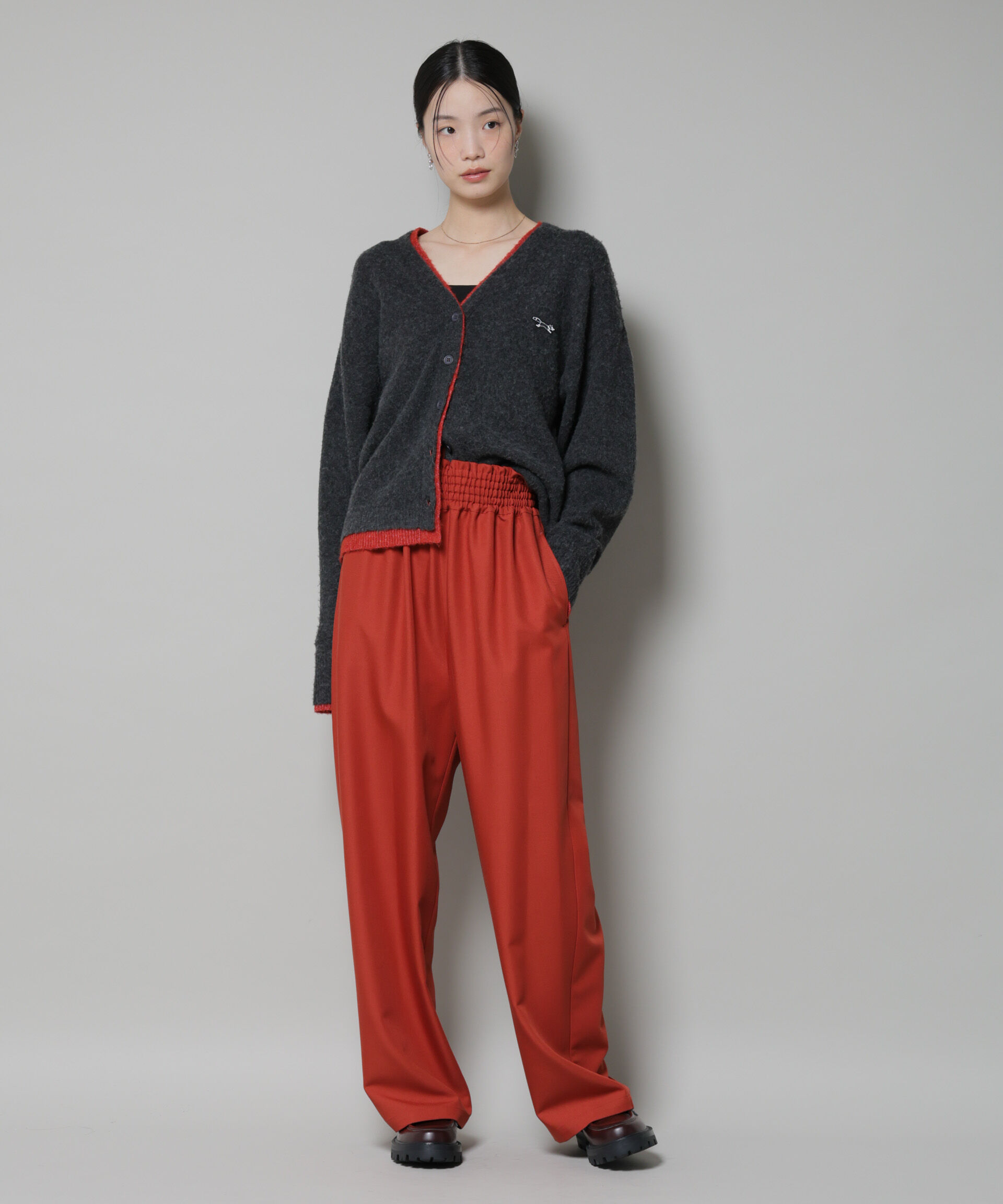 nano･universe「ウエストシャーリングゴムTRワイドパンツ」|チノ|