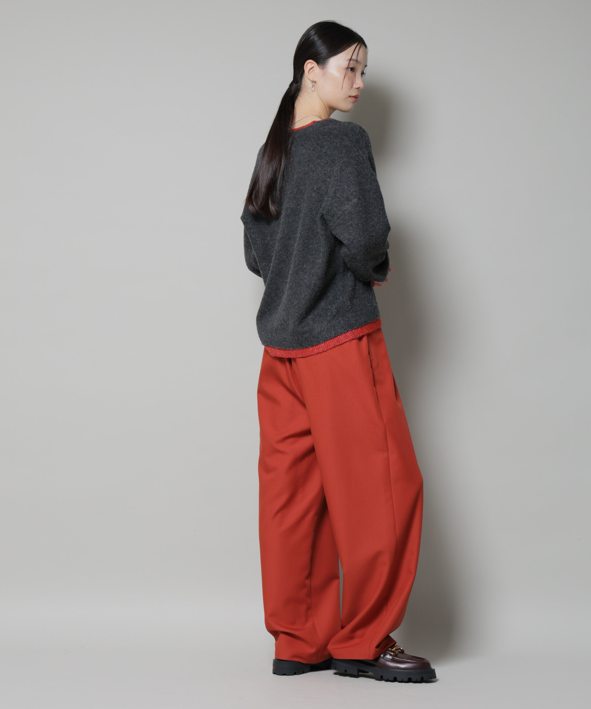 nano･universe「ウエストシャーリングゴムTRワイドパンツ」|チノ|