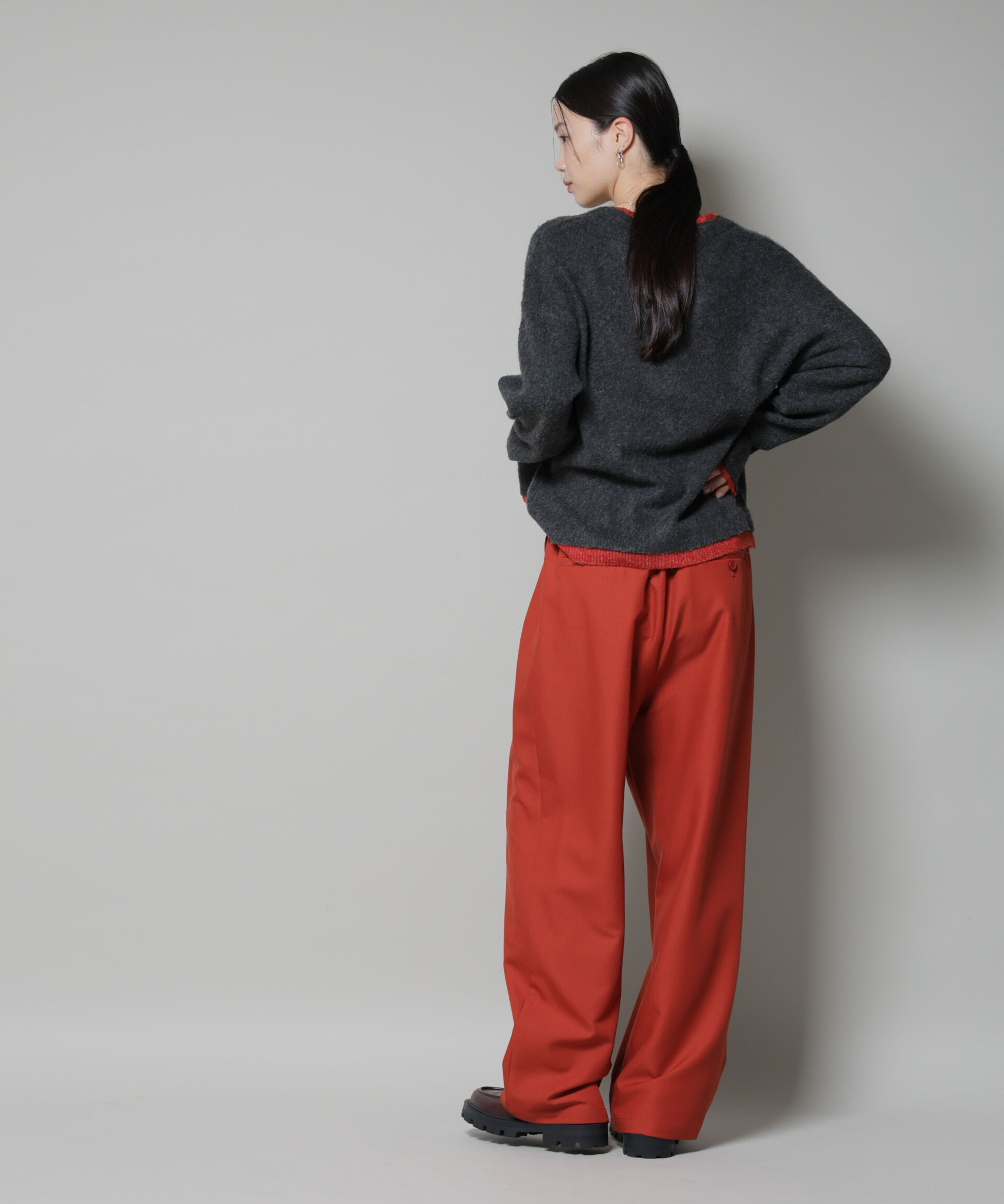 nano･universe「ウエストシャーリングゴムTRワイドパンツ」|チノ|