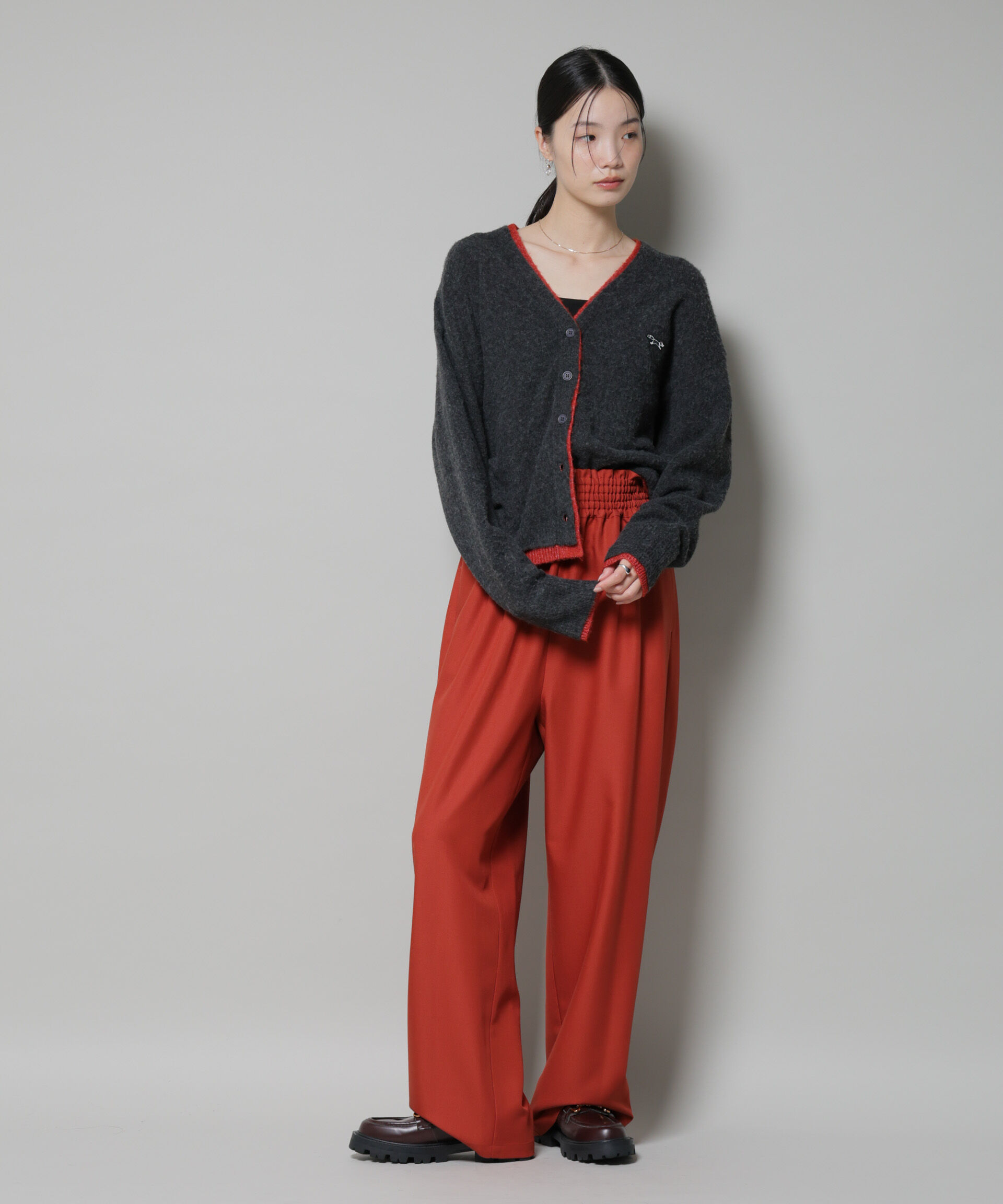 nano･universe「ウエストシャーリングゴムTRワイドパンツ」|チノ|