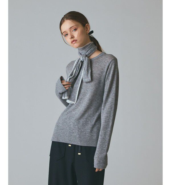 Grace Class「ボウ付ニットトップ」|ニット・セーター|グレー