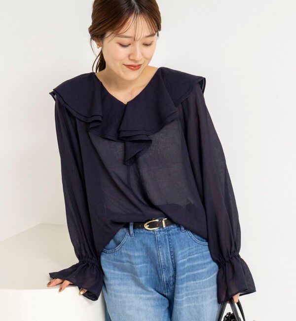 NOLLEY'S「ウォッシャブルラッフルカラーブラウス」|シャツ・ブラウス|