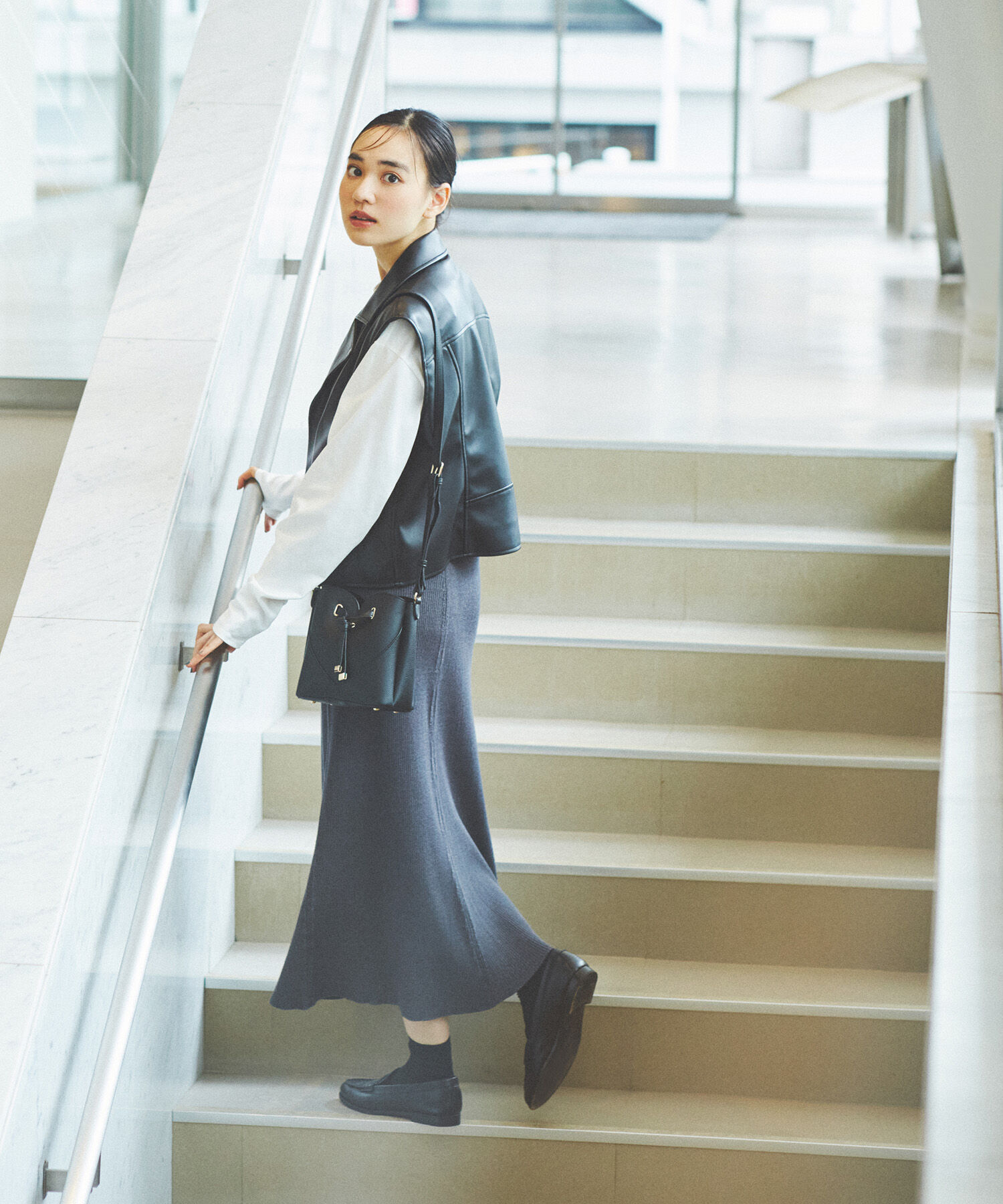 ROPE' PICNIC R「シンセティックレザーノースリーブジャケット」|ライダースジャケット|